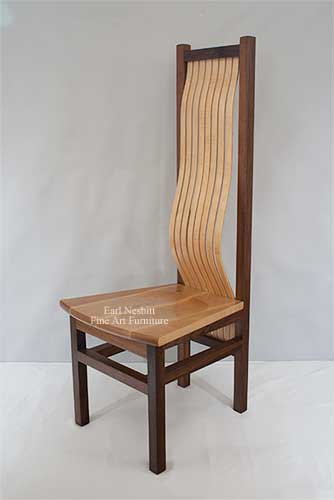 curly maple and walnut dining chair